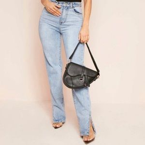 Straight leg split jeans